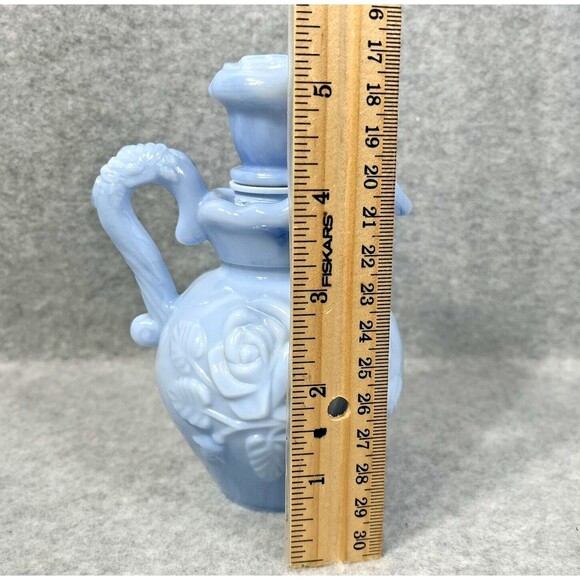 Vtg 1978 Avon Blue Swirl Milk Glass Pitcher 6.5"‎ Bubble Bath Bottle Victorian - Picture 13 of 13